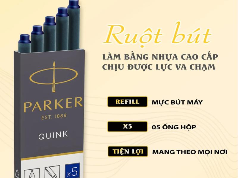 Hộp 5 ống mực bút máy cao cấp Quink Parker